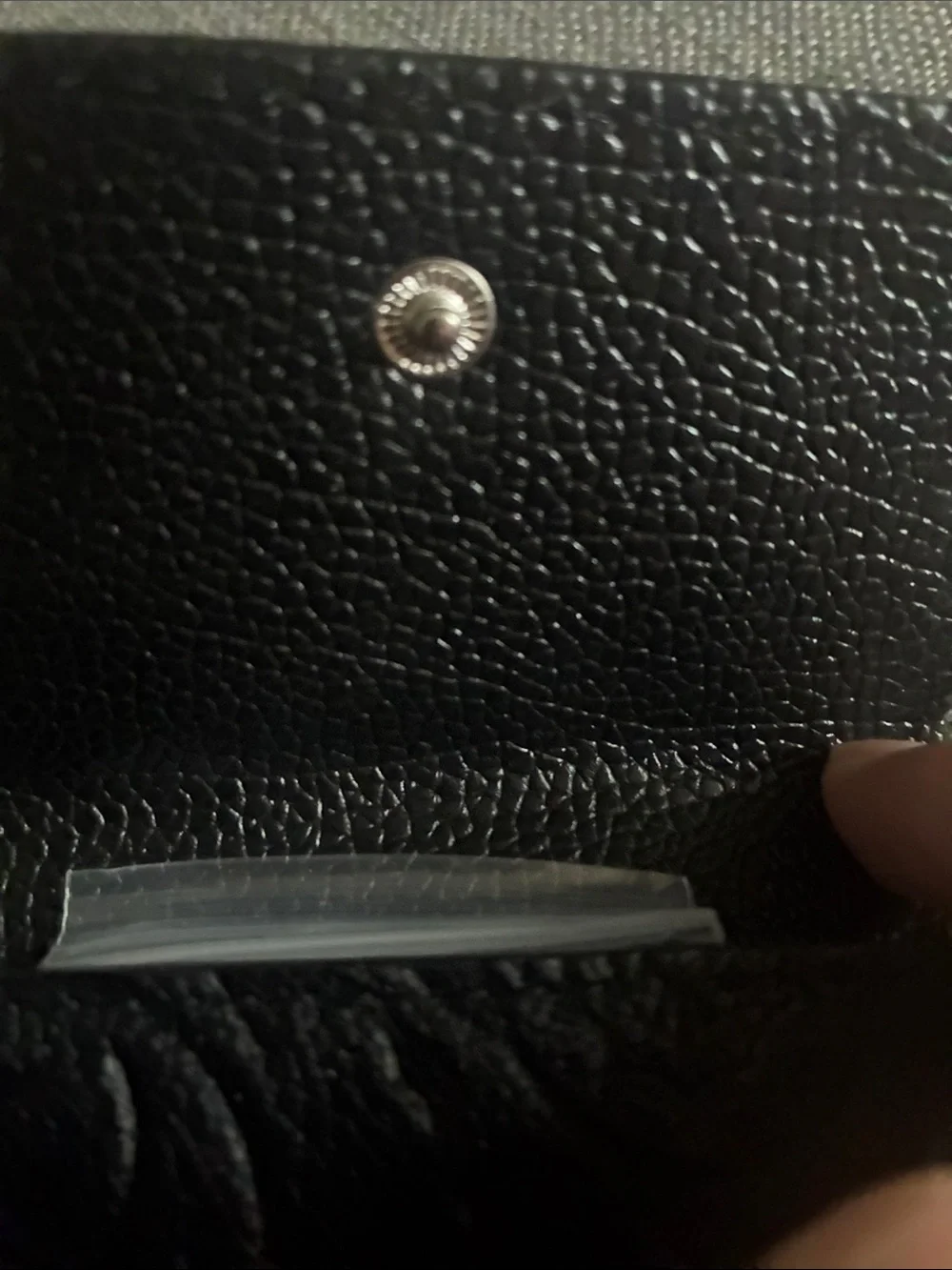 Embossed Black Leather Key Card Wallet with Silver Gaming Chip Hardware
